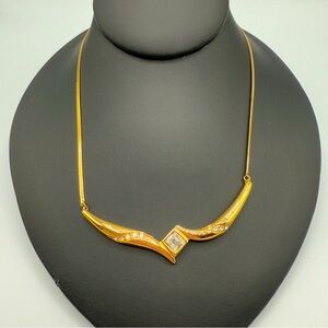 Signed Monet Vintage High-End Asymmetrical Necklace with Geometric Design